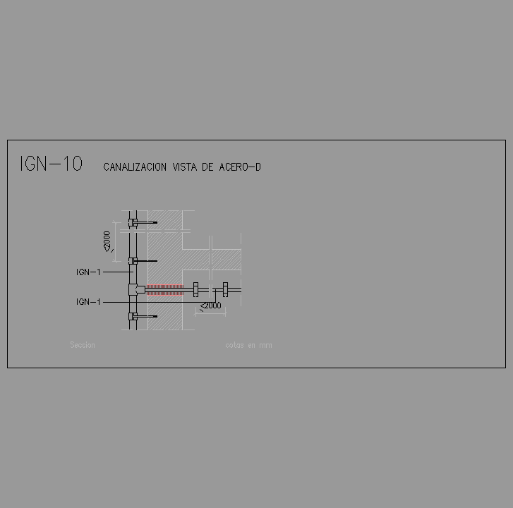 Bloque Autocad Canalización vista de acero